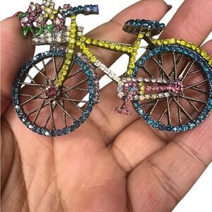 Heidi Daus Colorful Bicycle Brooch with Rhinestones